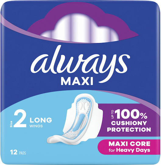 Always Maxi Long Σερβιέτες με Φτερά Μέγεθος 2 12τμχ
