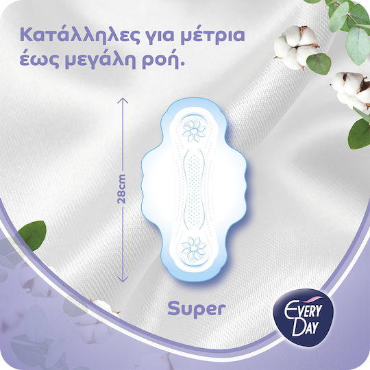 Every Day Sensitive with Cotton Super Hygienepads mit Flügeln für Starke Strömung 6 Tropfen 18Stück Ultra Plus