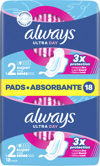 Always Ultra Day Long Σερβιέτες με Φτερά 18τμχ