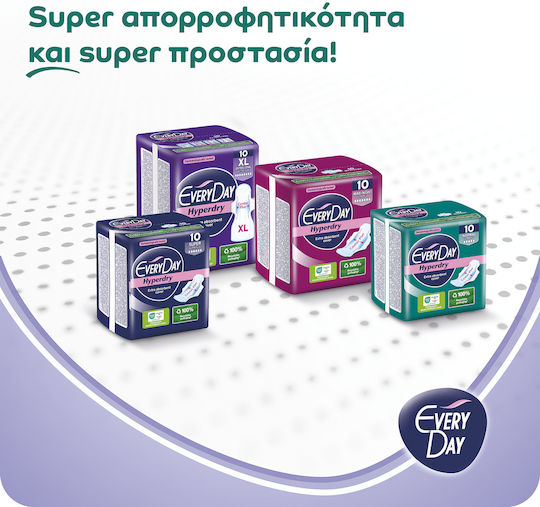 Every Day Hyperdry Extra Long Hygienepads mit Flügeln für Starke Strömung 8 Tropfen 10Stück Ultra Plus