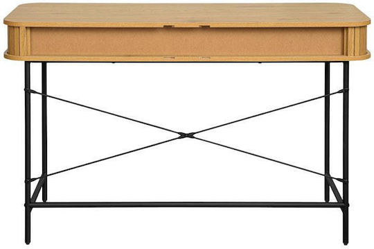 Wooden Console with Mirror Black L120xW48xH76cm