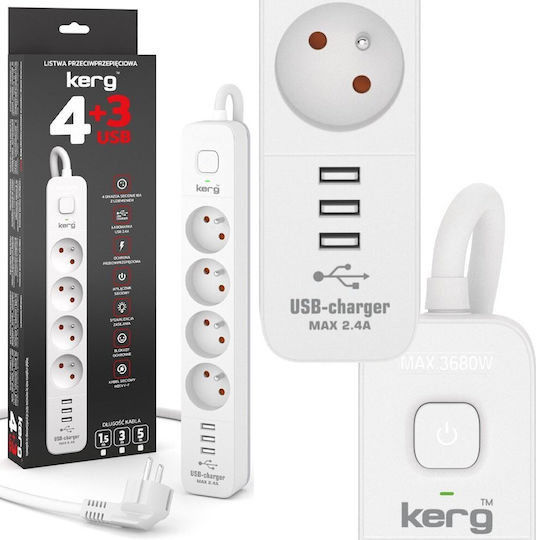 Kerg Power Strip with USB-A Grey