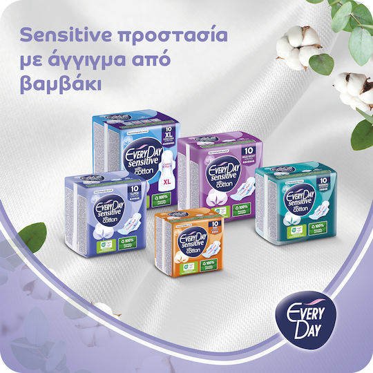 Every Day Sensitive Cotton Hygienepads mit Flügeln Nacht für Starke Strömung 30Stück