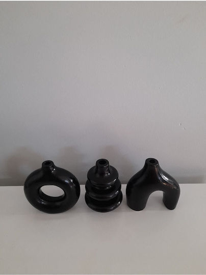Stewehome Set 3 Bucăți Vaze Miniaturale Decorative Boem Beton Negru 7x10 Cm