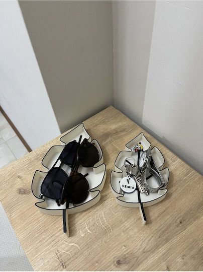Stewehome Set 2 Bucăți Disc Decorativ Organizator Chei Bijuterii Formă Frunză Tematică Toamnă Alb 23x19 Cm