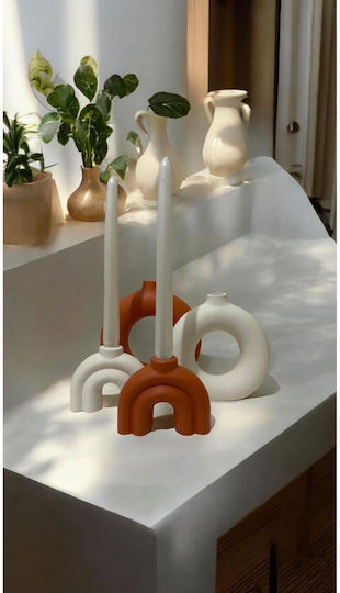 Stewehome Set De Vaze Decorative Suport Pentru Lumânări Stil Boem Handmade Portocaliu 10x10 Cm