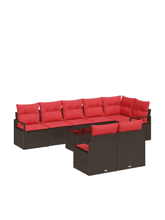 vidaXL Garten- und Outdoor-Möbelsets 9 Stück Wohnzimmer Braun mit Kissen