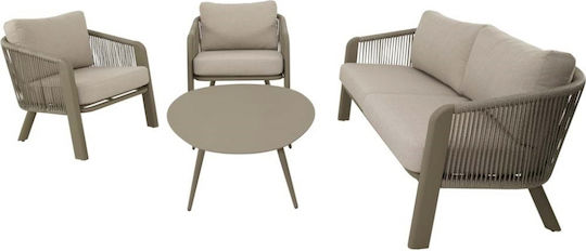 Garten- und Outdoor-Möbelset 4 Stück Taupe mit Kissen Garten- und Outdoor-Möbelset 4 Stück Taupe mit Kissen
