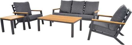 Garten- und Outdoor-Möbelsets Wohnzimmer Typsatz 4 Stück Matt Charcoal mit Kissen Garten- und Outdoor-Möbelsets Wohnzimmer Typsatz 4 Stück Matt Charcoal mit Kissen