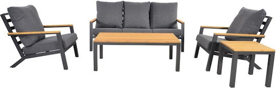 Garten- und Outdoor-Möbelsets Wohnbereich 4 Stück Mattes Charcoal mit Kissen