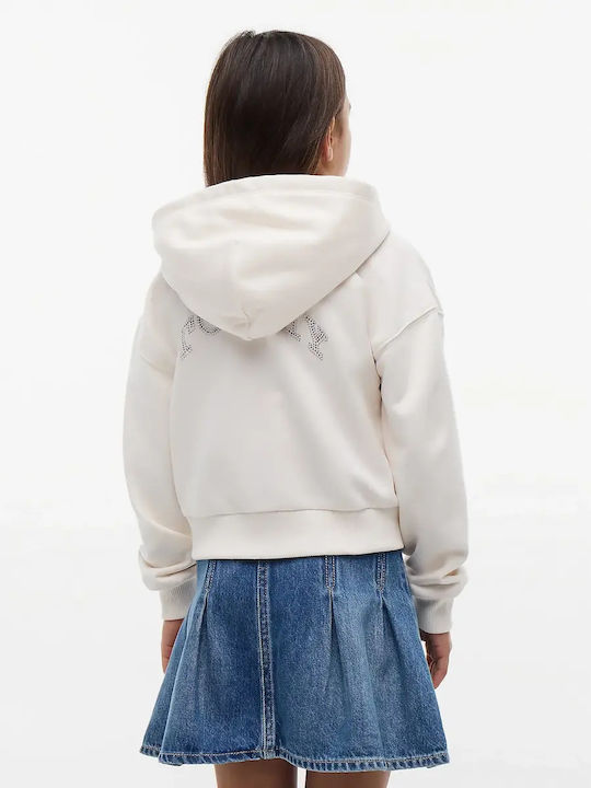 Kinder-Sweatshirt Strickjacke mit Kapuze Weiß