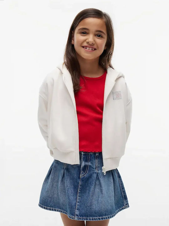 Kinder-Sweatshirt Strickjacke mit Kapuze Weiß