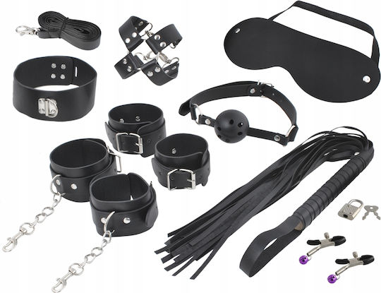 Megadidi BDSM Kit σε Μαύρο Χρώμα 13τμχ