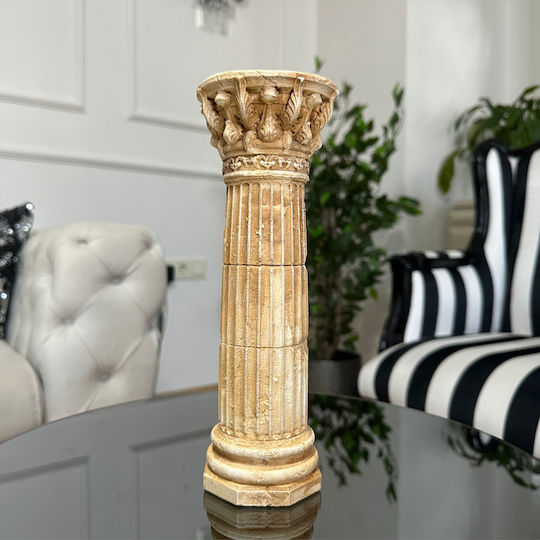 Stewehome Античен Декоративен Колон Ръчно Изработен Кафяв 25x9x9 См