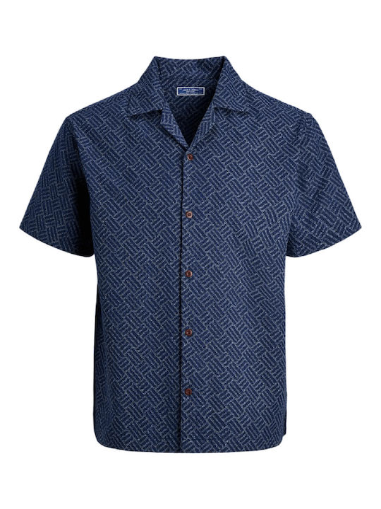 Short Sleeve Cotton Shirt in Wide Fit Pageant Blue