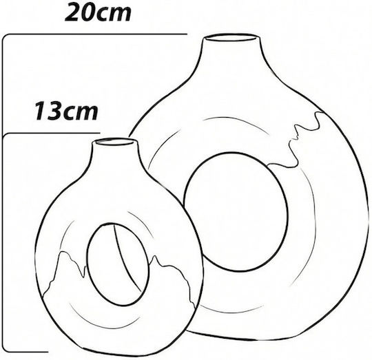 SteweHome Σετ Διακοσμητικα Βάζα Λευκά 20x13xΥ21cm 2τμχ