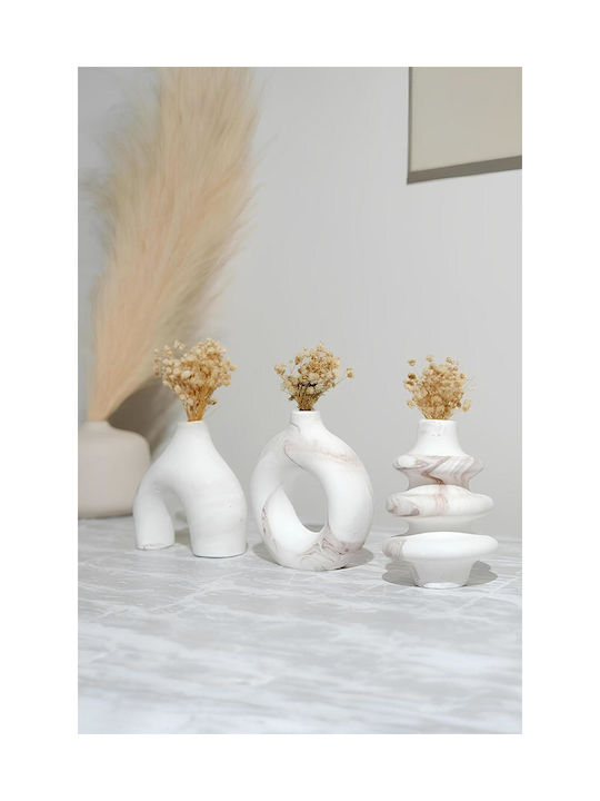 SteweHome Set Decorative Marble Beige Vases 10x9xH10cm 3 Pieces
