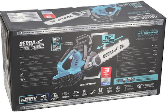 Dedra Αλυσοπρίονο Μπαταρίας Solo Brushless 18V 2.65kg με Λάμα 39cm