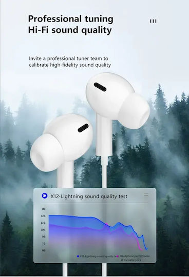 Jellico Ep3a Earbuds Handsfree Ακουστικά με Βύσμα Lightning Λευκό