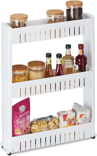 Relaxdays Troler De Bucătărie Din Plastic Cu 3 Locuri Alb 71x12.5x54cm