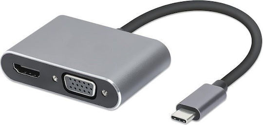 iBox USB-C Докинг Станция с HDMI 4K PD и Свързване на 2 Монитора Сива