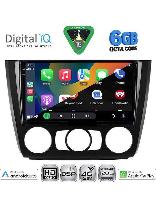 Digital IQ Car Audio System for BMW Series 1 2004-2013 with A/C (Bluetooth/USB/WiFi/GPS/Apple CarPlay/Android Auto) with 9" Touch Screen