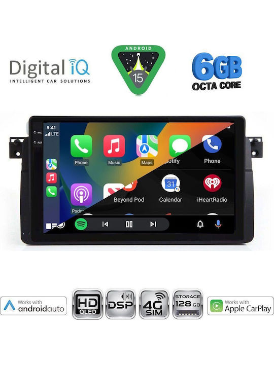 Digital IQ Car Audio System for BMW E46 1998-2005 Bluetooth USB WiFi GPS Apple CarPlay Android Auto with 9" Touch Screen