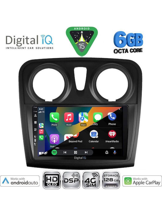 Digital IQ Car Audio System for Dacia Logan / Sandero 2012-2019 (Bluetooth/USB/WiFi/GPS/Apple CarPlay/Android Auto) with 9" Touch Screen
