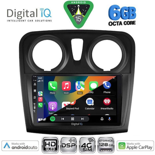Digital IQ Ηχοσύστημα Αυτοκινήτου για Dacia Logan / Sandero 2012-2019 (Bluetooth/USB/WiFi/GPS/Apple-Carplay/Android-Auto) με Οθόνη Αφής 9"