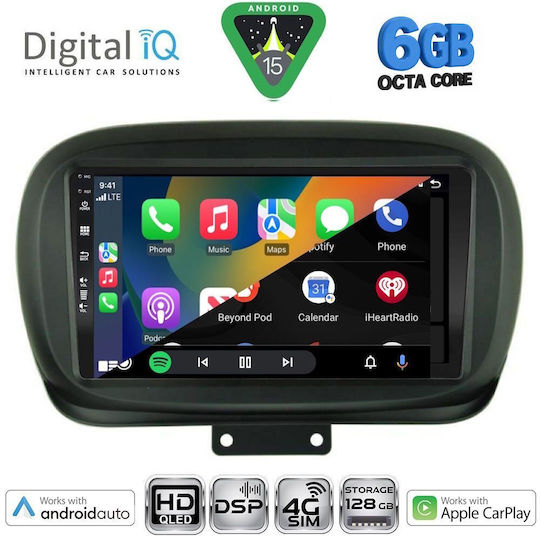 Digital IQ Car Audio System for Fiat 500X 2014-2024 Bluetooth USB Wi-Fi GPS Apple CarPlay Android Auto with 9-inch Touch Screen DIGITAL IQ BXF 17134 CPAA