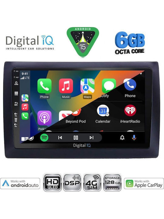 Digital IQ Car Audio System for Fiat Stilo 2001-2007 (Bluetooth/USB/WiFi/GPS/Apple CarPlay/Android Auto) with 9" Touch Screen