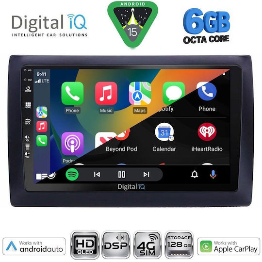 Digital IQ Car Audio System for Fiat Stilo 2001-2007 (Bluetooth/USB/WiFi/GPS/Apple CarPlay/Android Auto) with 9" Touch Screen