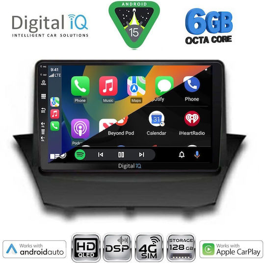 Digital IQ Ηχοσύστημα Αυτοκινήτου για Ford Fiesta 2008-2017 (Bluetooth/USB/WiFi/GPS/Apple-Carplay/Android-Auto) με Οθόνη Αφής 9"