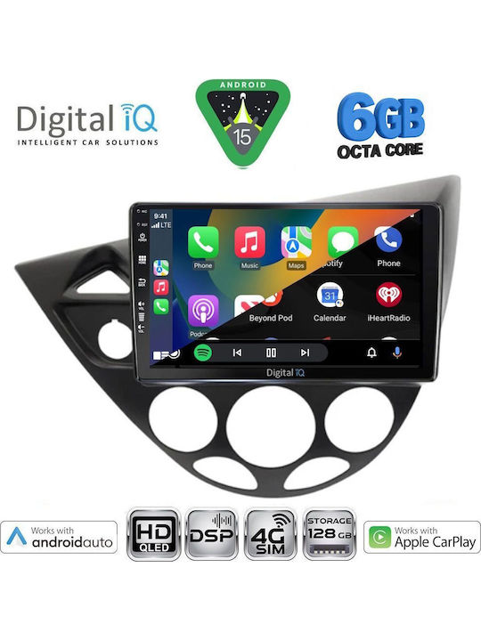 Digital IQ Car Audio System for Ford Focus 1998-2004 Bluetooth USB WiFi GPS Apple CarPlay Android Auto with 9" Touch Screen