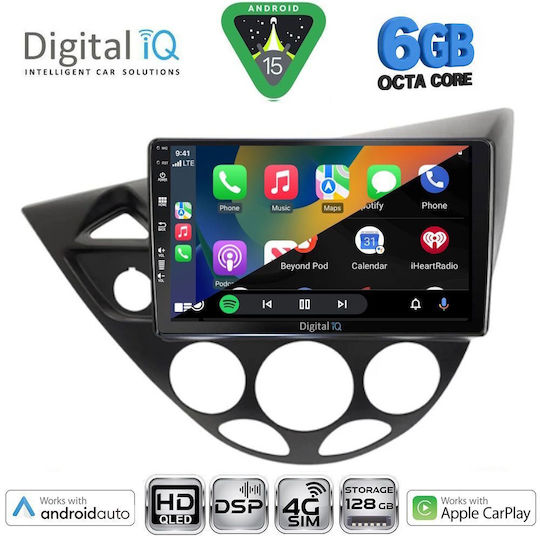 Digital IQ Car Audio System for Ford Focus 1998-2004 Bluetooth USB WiFi GPS Apple CarPlay Android Auto with 9" Touch Screen