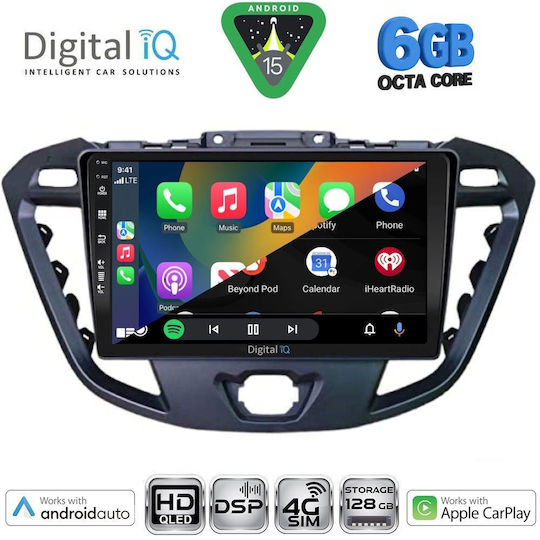 Digital IQ Ηχοσύστημα Αυτοκινήτου για Ford Transit Custom / Tourneo Custom 2013-2019 (Bluetooth/USB/WiFi/GPS/Apple-Carplay/Android-Auto) με Οθόνη Αφής 9"