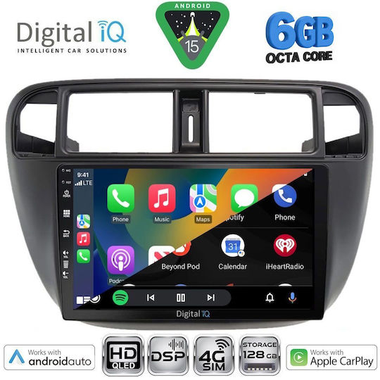 Digital IQ Ηχοσύστημα Αυτοκινήτου για Honda Civic 1995-2001 με A/C (Bluetooth/USB/WiFi/GPS/Apple-Carplay/Android-Auto) με Οθόνη Αφής 9"