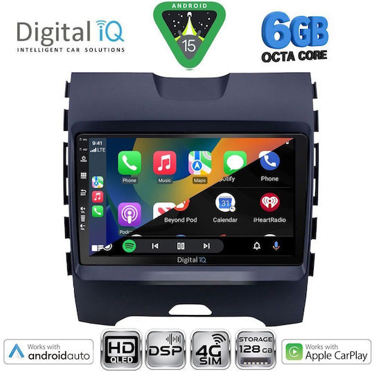 Digital IQ Sistem Audio Auto pentru Ford Edge 2015-2023 Bluetooth USB Wi-Fi GPS Apple CarPlay Android Auto cu Ecran Tactil 9"