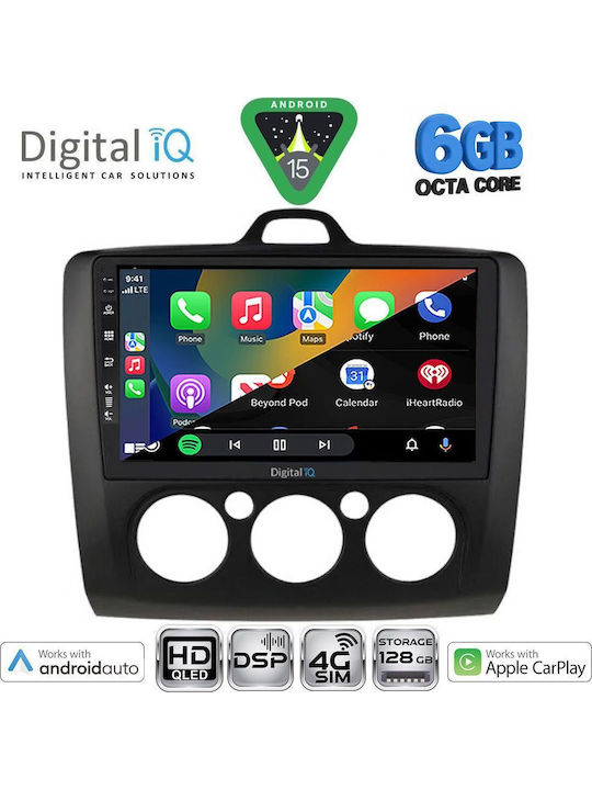 Digital IQ Car Audio System for Ford Focus 2005-2012 with A/C (Bluetooth/USB/WiFi/GPS/Apple CarPlay/Android Auto) with 9" Touch Screen
