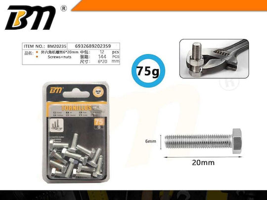 Șurub Hexagonal Pas 6mm*20mm 75g Set 12 Pachete 202359 6932689202359