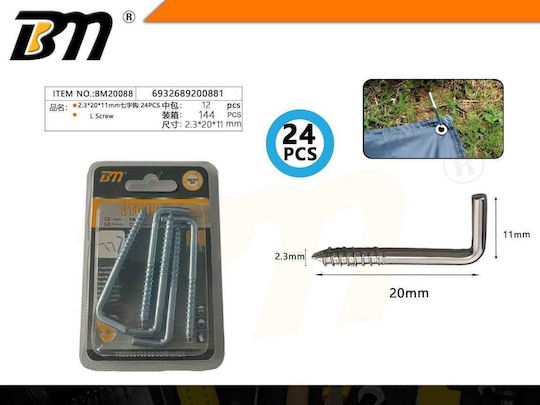 Square Screw Hooks 2.3×20×11mm Set 12 Packs 24 Pieces 200881 6932689200881