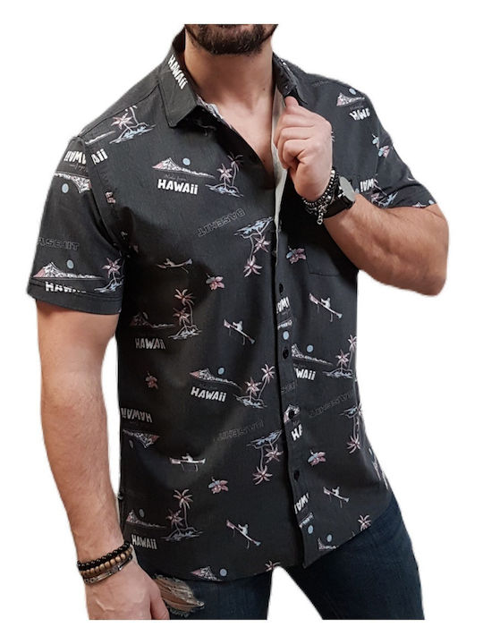 Short-sleeved Shirt Floral Black