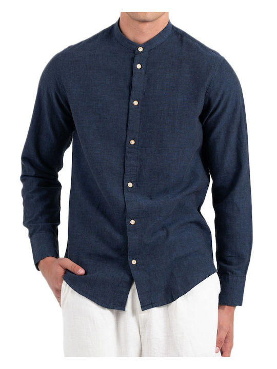 Shirt Long-sleeved Linen Shirt Blue