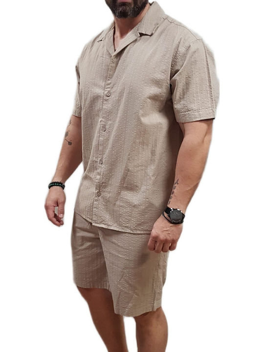 Памучна Риза с Къс Ръкав със Стандартна Кройка Vintage Khaki