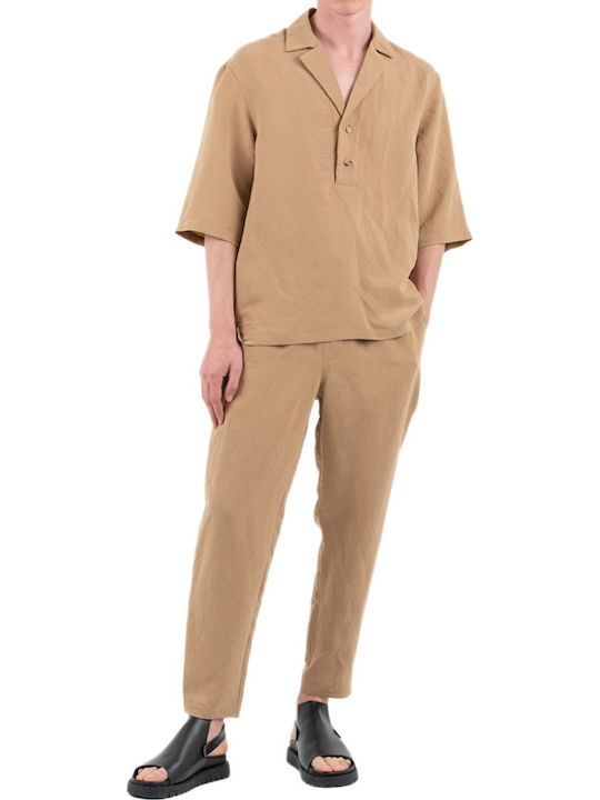 Men's Long Sleeve Overshirt Beige