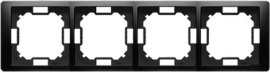 Simon Basic Black Matte Four-gang Frame