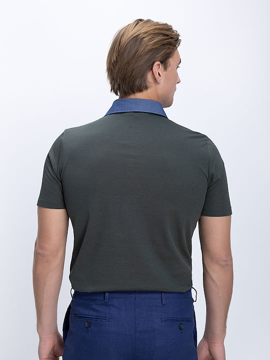 Polo Kurzarm Herrenbluse Grau