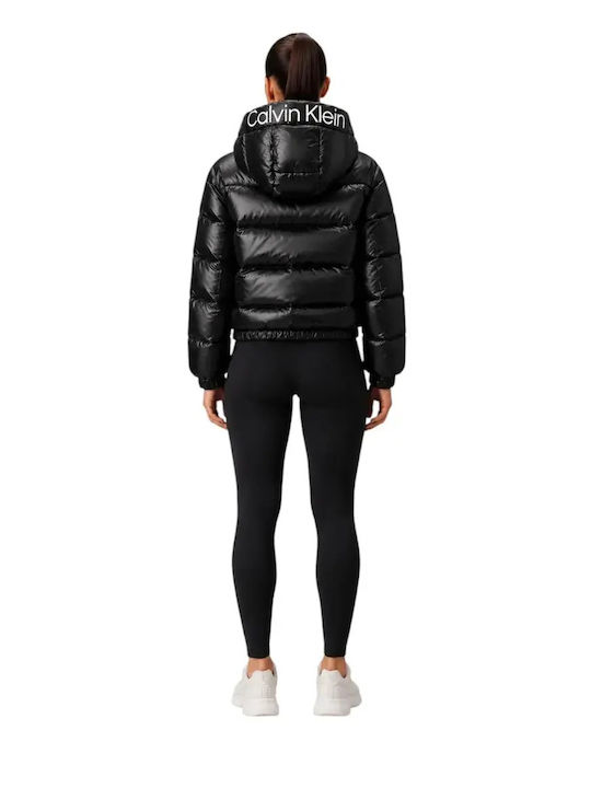 Късо Дамско Puffer Яке за Зима Черно
