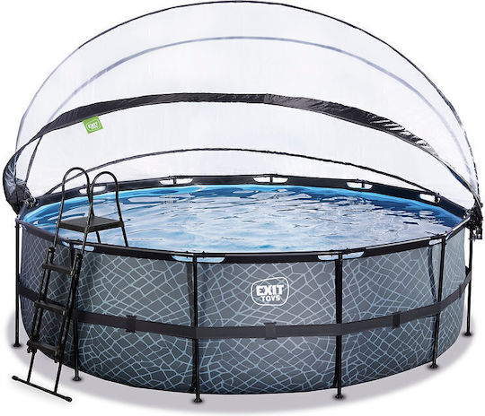 Exit Toys Stone Runde Schwimmbecken mit Metallic-Rahmen Grau