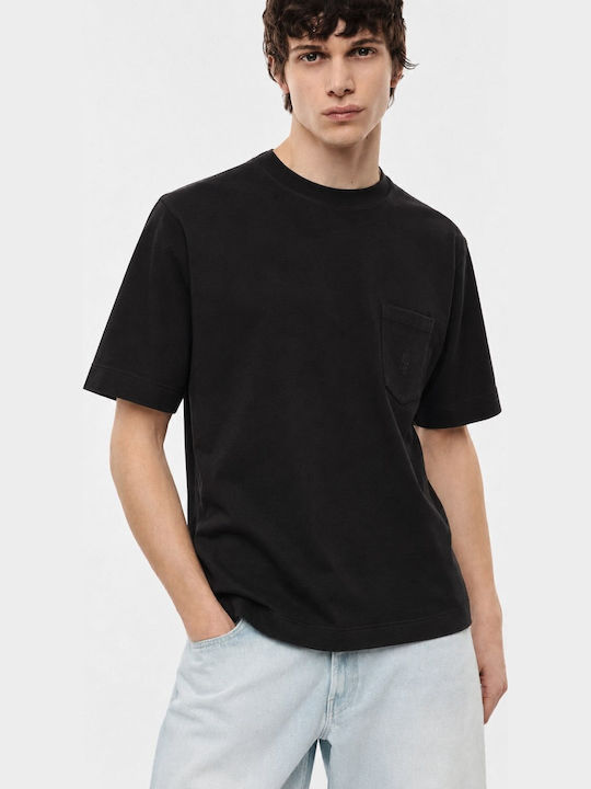 Kurzarm Herrenbluse Schwarz